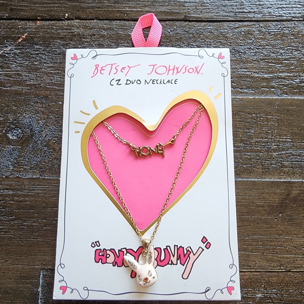 Betsey Johnson Honey Bunny Layered Necklace Gold Tone